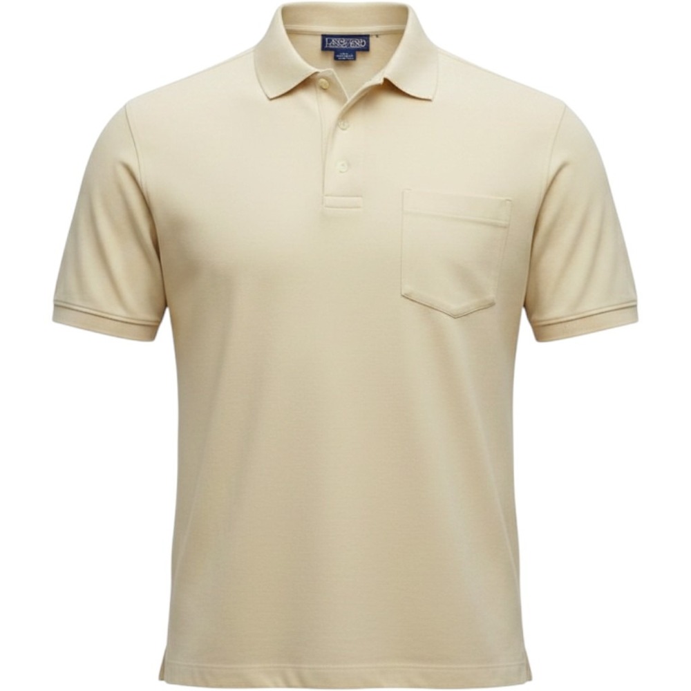 Lands End Polo Shirt Mens L Yellow Cotton Pocket Short Sleeve Classic Preppy